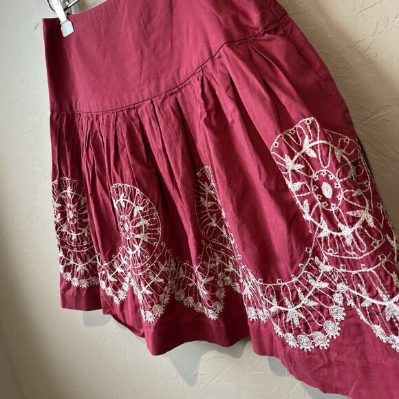 Y2K A Line Embroidered Boho Pink Women’s 6 90s Knee Midi Retro Bright Cute Color - Picture 6 of 8